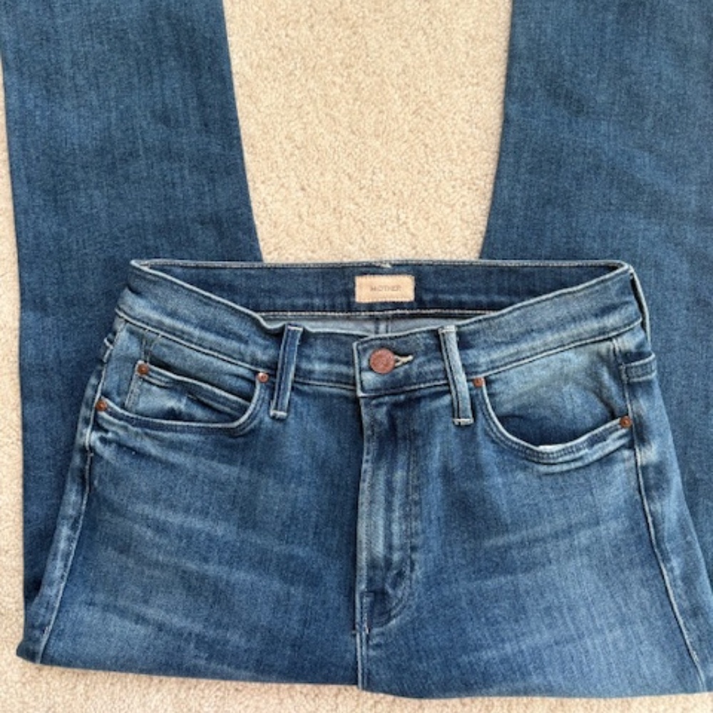 Mother Denim Mid Rise Dazzler Crop Fray, color We're All In This Together, sz 28